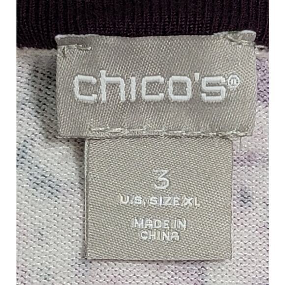 Chico's Burgundy Floral Print Round Neck Top 3 XL Lightweight Stretchy Soft - Picture 3 of 6